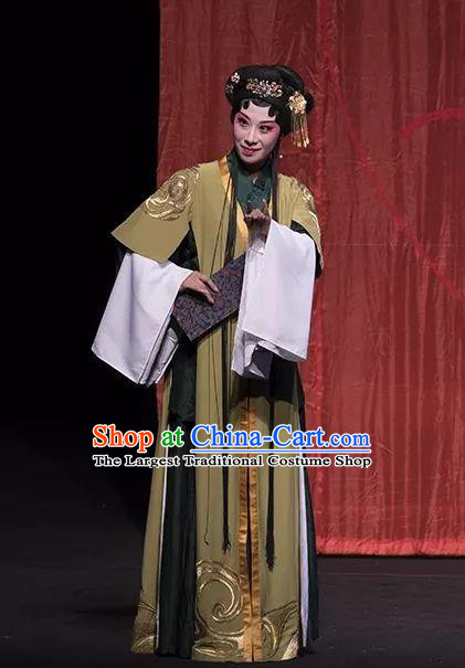 Chinese Kun Opera Huadan Apparels Costumes and Headpieces Romance Juliet Kunqu Opera Young Female Diva Green Dress Garment