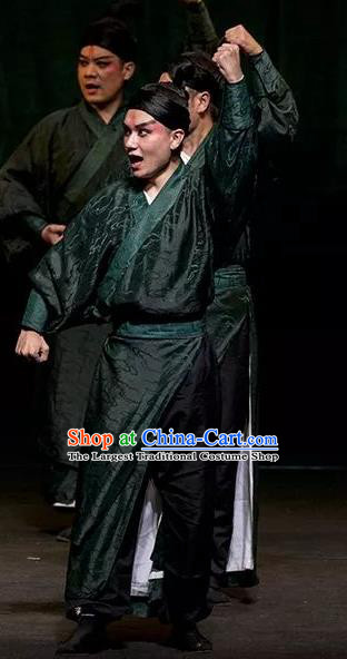 Romance Juliet Chinese Kun Opera Wusheng Apparels and Headwear Kunqu Opera Garment Figurant Young Male Green Costumes