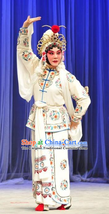 Chinese Kun Opera Wudan Apparels Costumes and Headpieces Leifeng Pagoda Kunqu Opera Martial Female Bai Suzhen Dress Garment