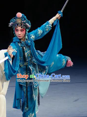 Chinese Kun Opera Swordsplay Woman Apparels Costumes and Headpieces Leifeng Pagoda Kunqu Opera Martial Female Dress Garment