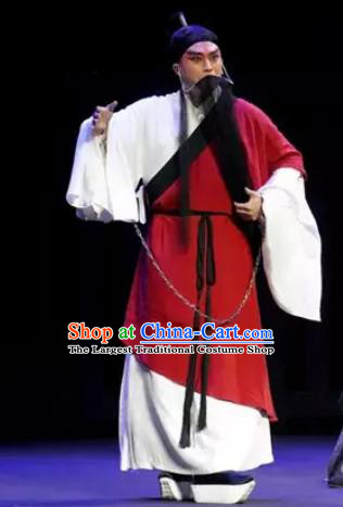 Gu Yanwu Chinese Elderly Male Apparels and Headwear Kunqu Opera Prisoner Garment Costumes