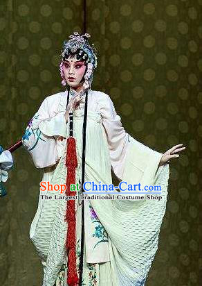 Chinese Kun Opera Huadan Actress Apparels Costumes and Hair Accessories Thousands of Miles to Send Jing Niang Kunqu Opera Young Lady Dress Garment