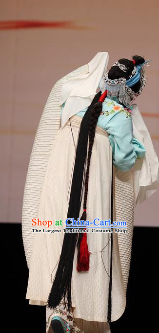 Chinese Kun Opera Actress Apparels Costumes and Hair Accessories Thousands of Miles to Send Jing Niang Kunqu Opera Huadan Dress Garment