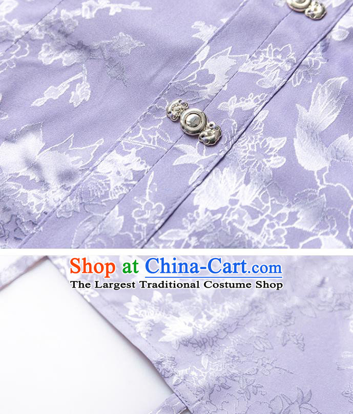 Chinese Ancient Noble Female Garment Historical Costumes Corset Vest Traditional Ming Dynasty Purple Brocade Waistcoat