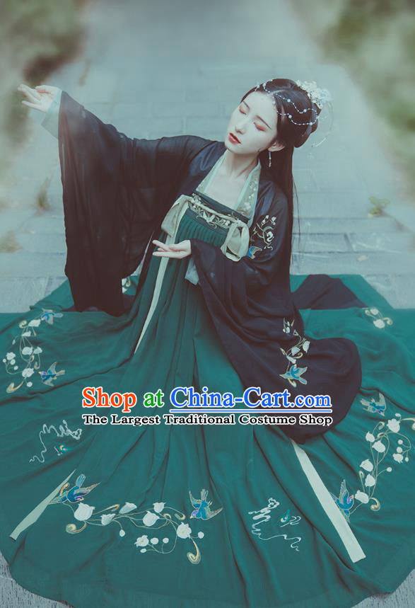 Chinese Traditional Tang Dynasty Princess Embroidered Hanfu Dress Ancient Palace Lady Garment Historical Costumes