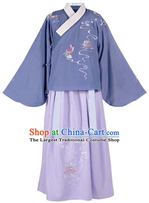 Chinese Traditional Ming Dynasty Patrician Female Hanfu Dress Ancient Princess Embroidered Blouse and Skirt Historical Costumes for Women