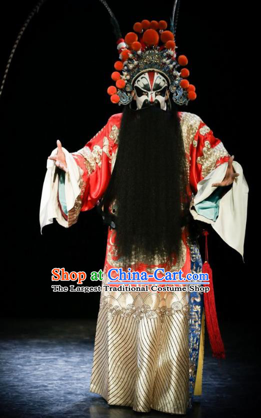 Chinese Kun Opera Laosheng Old Man Tu An Gu Costumes and Headwear Kunqu Opera Official Elderly Male Garment Apparels