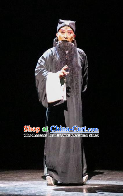 Chinese Kun Opera Laosheng Elderly Man Tu An Gu Costumes and Headwear Kunqu Opera Old Scholar Garment Apparels