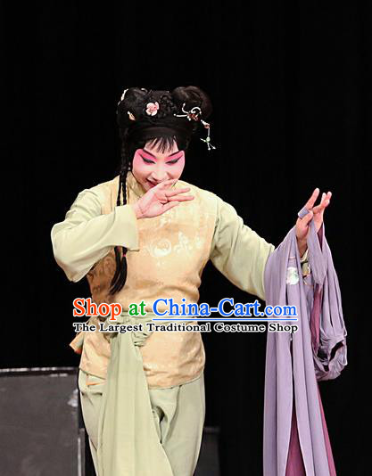 Chinese Kun Opera Servant Girl Apparels Costumes and Headpieces Blossoms on A Spring Moonlit Night Kunqu Opera Xiaodan Dress Young Lady Garment