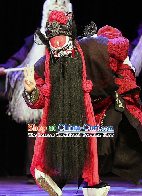 Blossoms on A Spring Moonlit Night Chinese Kun Opera Martial Male Costumes and Headwear Kunqu Opera Justice God Garment Apparels