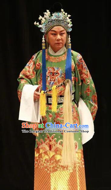 Jing Yang Zhong Chinese Kun Opera Old Man Costumes and Headwear Kunqu Opera Laosheng Court Eunuch Garment Apparels