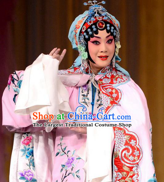 Chinese Kun Opera Actress Pink Dress with Cape Apparels and Headdress Dream in The Garden Traditional Kunqu Opera Hua Tan Du Liniang Garment Costumes