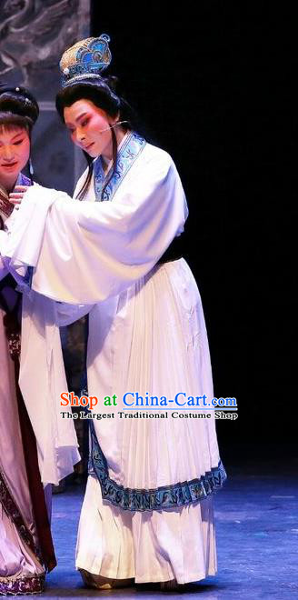 Chinese Shaoxing Opera Young Male Jiao Zhongqing Garment Yue Opera The Peacocks Fly To The Southeast Apparels Scholar Costumes and Headwear