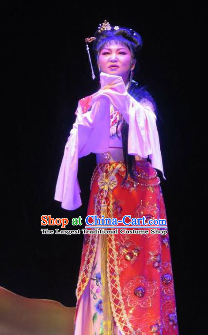 The Peacocks Fly To The Southeast Chinese Shaoxing Opera Hua Tan Dress Yue Opera Apparels Garment Young Female Costumes and Hair Accessories