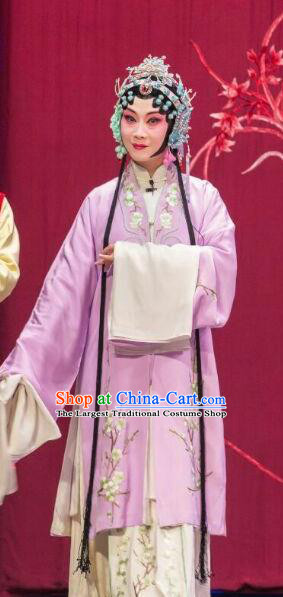 Chinese Kun Opera Young Mistress Pink Apparels and Headdress Full Bed Wat Traditional Kunqu Opera Hua Tan Actress Dress Garment Costumes