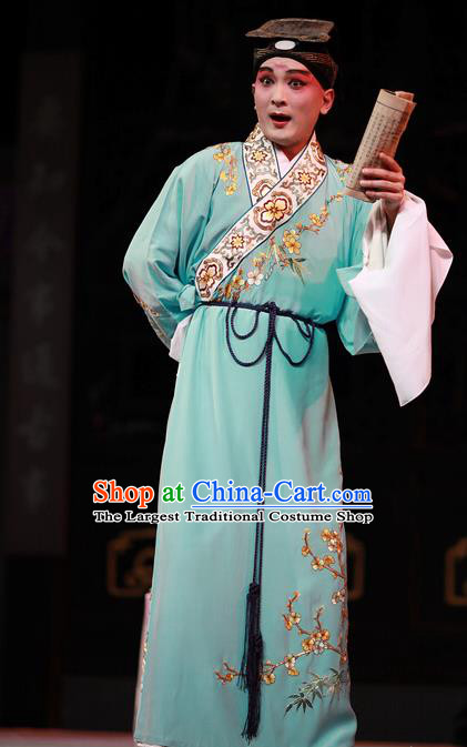 Xiu Ru Ji Chinese Kun Opera Scholar Zheng Yuanhe Costumes and Headwear Kunqu Opera Young Male Garment Xiaosheng Apparels