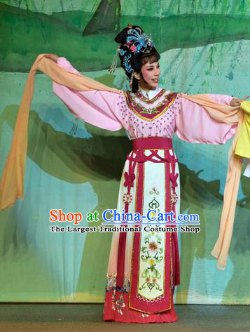 Chinese Shaoxing Opera Goddess Maiden Pi Shan Jiu Mu Apparels Costumes Yue Opera Actress Hua Tan Dress Garment and Headpieces