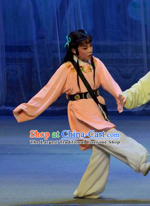 Chinese Yue Opera Children Apparels Pi Shan Jiu Mu Garment Shaoxing Opera Tong Sheng Costumes and Headwear
