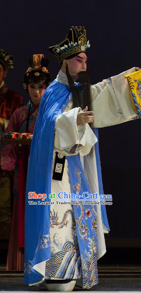 Chinese Kun Opera Official Dong Si Continue the Pipa Cao Cao Costumes and Headwear Kunqu Opera Elderly Male Garment Apparels
