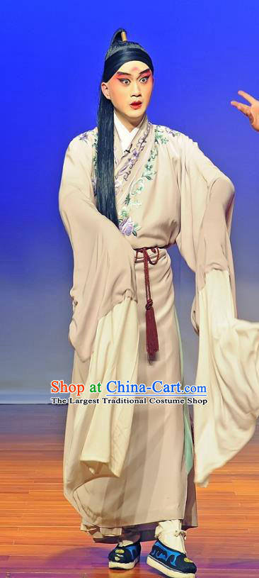 Jiu Lian Lantern Chinese Kun Opera Young Male Apparels Costumes and Headwear Kunqu Opera Xiaosheng Garment Scholar Min Yuan Clothing