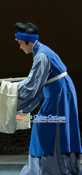 Chinese Kun Opera Elderly Female Apparels Costumes and Headdress Continue the Pipa Traditional Kunqu Opera Laodan Old Dame Blue Dress Garment