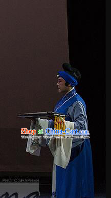 Chinese Kun Opera Elderly Male Apparels Costumes and Headdress Continue the Pipa Traditional Kunqu Opera Laodan Old Dame Blue Dress Garment