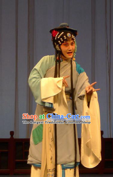 Chinese Kun Opera Poor Woman Apparels Costumes and Headdress Yan Yun Pavilion Traditional Kunqu Opera Female Beggar Dress Garment