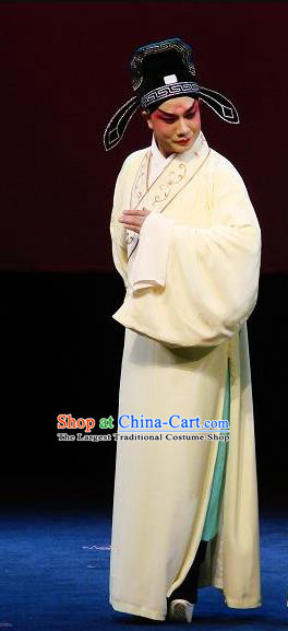 Green Peony Chinese Kun Opera Xiaosheng Che Shanggong Apparels Costumes and Headwear Kunqu Opera Young Male Garment Scholar Clothing