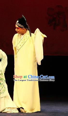 Green Peony Chinese Kun Opera Xiaosheng Che Shanggong Apparels Costumes and Headwear Kunqu Opera Young Male Garment Scholar Clothing