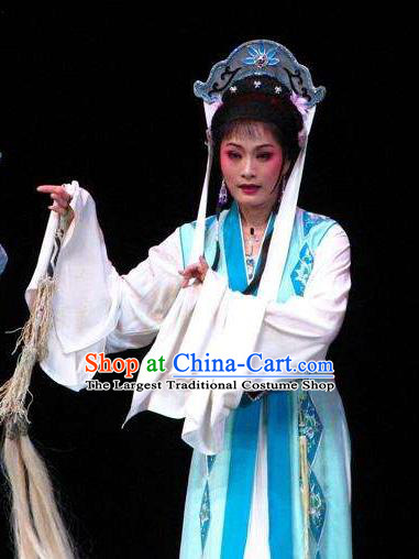 Chinese Shaoxing Opera Taoist Nun Costumes Yu Qing Ting Apparels Yue Opera Hua Tan Garment Actress Wang Zhizhen Dress and Headdress