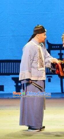 Bu Yue Lei Chi Chinese Huangmei Opera Elderly Scholar Shen Hao Apparels Costumes and Headwear Kunqu Opera Old Man Garment Clothing
