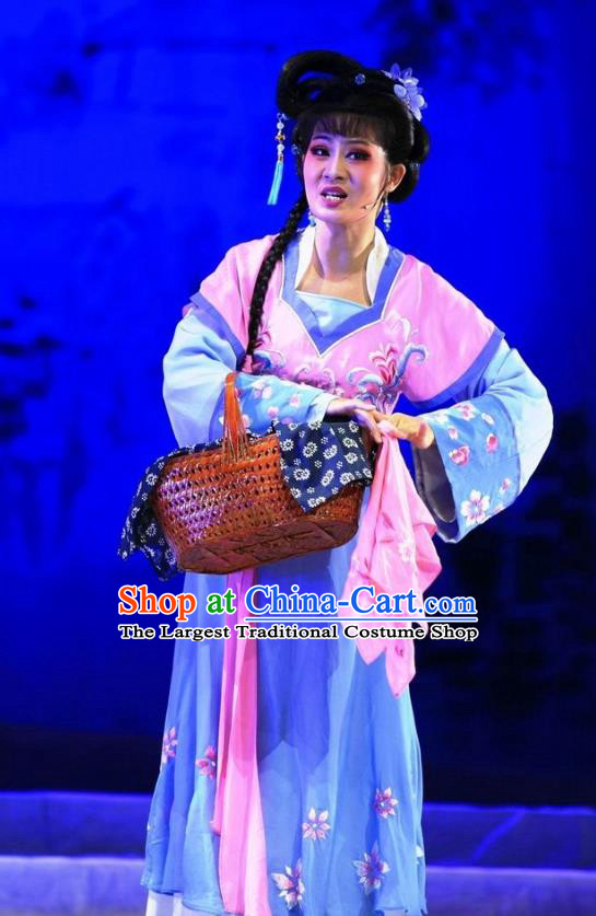 Chinese Huangmei Opera Actress Costumes Apparels and Headpieces Chuan Deng Traditional Anhui Opera Dress Young Female Garment