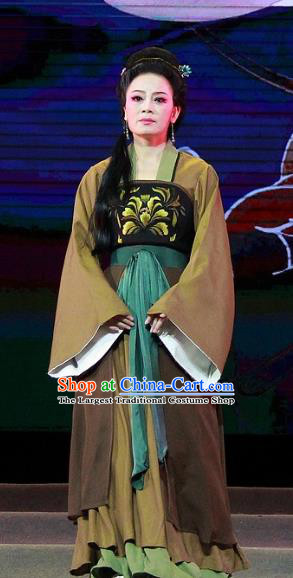 Chinese Huangmei Opera Elderly Woman Costumes Apparels and Headpieces Chuan Deng Traditional Anhui Opera Laodan Dress Garment