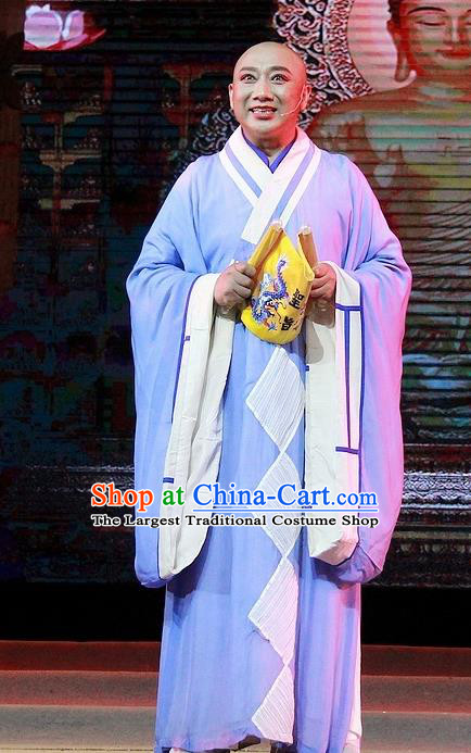 Chuan Deng Chinese Huangmei Opera Young Monk Apparels Costumes Kunqu Opera Garment Clothing Frock