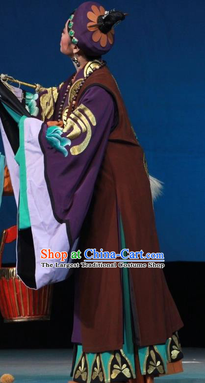 Chinese Huangmei Opera Elderly Taoist Nun Costumes Apparels and Headdress Escaping From the Temple Traditional Anhui Opera Pantaloon Dress Garment