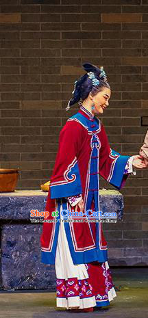 Chinese Huangmei Opera Elderly Woman Apparels Costumes and Headdress Da Qing Prime Minister Traditional Anhui Opera Old Dame Dress Garment