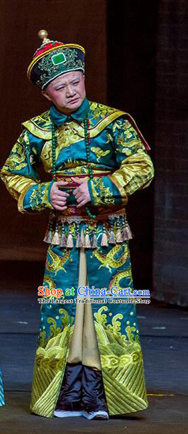 Chinese Huangmei Opera Old Man Da Qing Prime Minister Apparels Costumes and Headwear Kunqu Opera Garment Eunuch Clothing