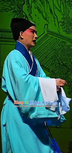 The Legend of Hairpin Chinese Kun Opera Poor Scholar Huangfu Yin Apparels Costumes and Headwear Kunqu Opera Niche Garment Young Man Blue Clothing