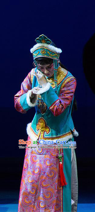 Chinese Kun Opera Xiaodan Dress Apparels Costumes and Headdress Continue the Pipa Traditional Kunqu Opera Court Maid Garment