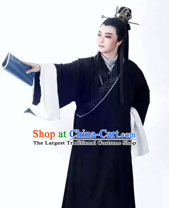 Chinese Yue Opera Xiao Sheng Apparels Zhang Yu Niang Shaoxing Opera Costumes Young Male Shen Quan Garment and Headwear