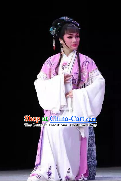 Chinese Shaoxing Opera Rich Female Costumes The Pearl Tower Apparels Yue Opera Hua Tan Garment Chen Cui E Dress and Hair Ornaments