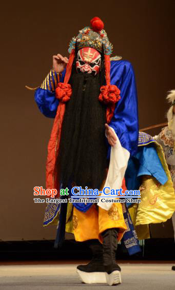 Zhong Kui Jia Mei Chinese Kun Opera God Master Apparels Costumes and Headwear Kunqu Opera Elderly Man Garment Clothing