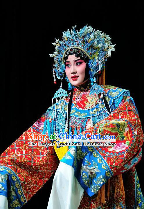Chinese Kun Opera Princess Embroidered Robe Costumes and Headdress The Prophetic Paintings Traditional Kunqu Opera Court Lady Fei Zhen E Dress Garment Apparels