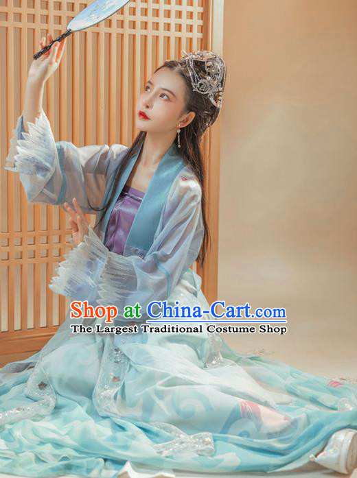 Ancient Chinese Song Dynasty Historical Costumes Traditional Young Woman Embroidered Hanfu Dress Complete Set