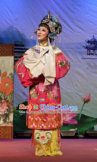 Chinese Shaoxing Opera Court Lady Dress Yue Opera Hua Tan Diva Garment Costumes The Arrogant Princess Sheng Ping Apparels and Headwear