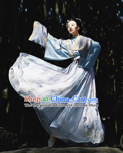 Traditional Chinese Ancient Swordswoman Hanfu Dress Jin Dynasty Apparels Royal Princess Historical Costumes for Women