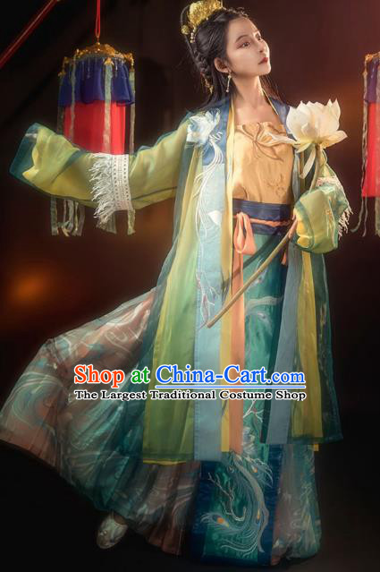 Chinese Ancient Young Lady Hanfu Dress Traditional Song Dynasty Apparels Historical Costumes Complete Set