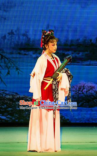 Chinese Huangmei Opera Young Lady Apparels Costumes and Headpieces Goddess Marriage Traditional Anhui Opera Dress Actress Garment