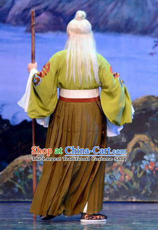 Chinese Huangmei Opera Laosheng Garment Goddess Marriage Costumes and Headwear An Hui Opera Elderly Male Apparels Old God Clothing