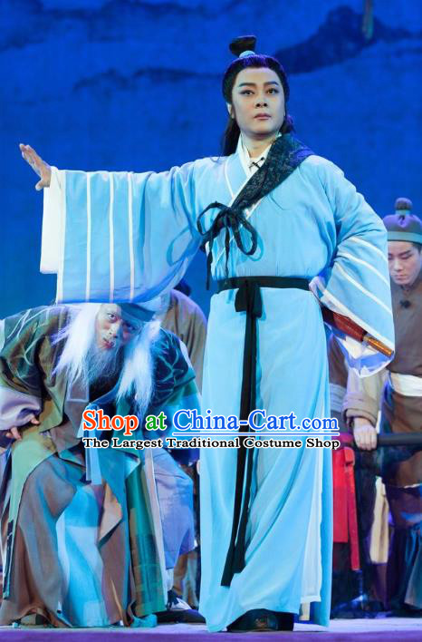 Chinese Huangmei Opera Young Male Costumes and Headwear Li Shizhen An Hui Opera Niche Apparels Clothing
